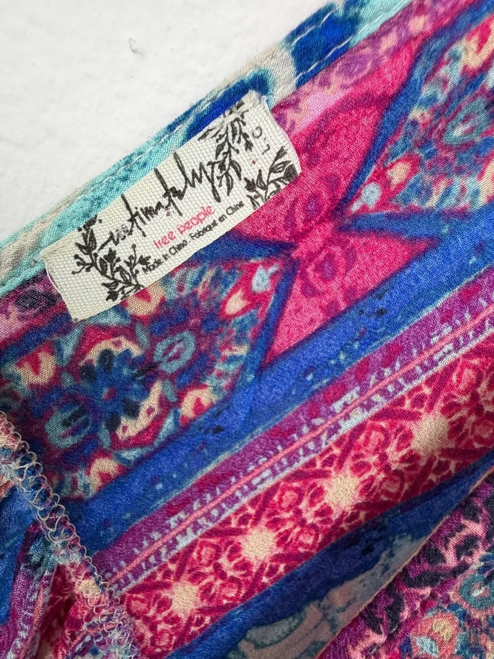 Free People Cream Floral Midi Dress with Blue and Pink Accents - Picture 7 of 7